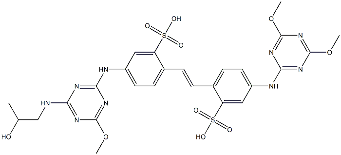 4-[4-(2-Hydroxypropylamino)-6-methoxy-1,3,5-triazin-2-ylamino]-4'-(4,6-dimethoxy-1,3,5-triazin-2-ylamino)-2,2'-stilbenedisulfonic acid Struktur