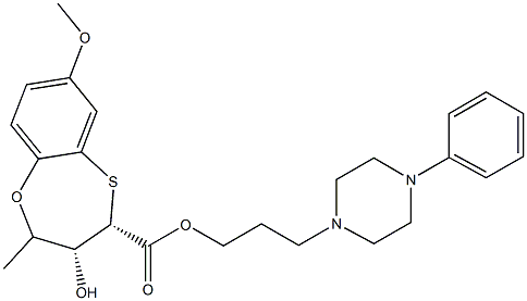 (3R,4S)-3-Hydroxy-4-[3-(4-phenyl-1-piperazinyl)propyl]-7-methoxy-3,4-dihydro-2H-1,5-benzoxathiepin-4-carboxylic acid methyl ester Struktur