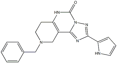 8-Benzyl-6,7,8,9-tetrahydro-2-(1H-pyrrol-2-yl)-1,3,3a,5,8-pentaaza-3aH-benz[e]inden-4(5H)-one Struktur