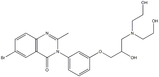 6-Bromo-3-[3-[2-hydroxy-3-[bis(2-hydroxyethyl)amino]propoxy]phenyl]-2-methylquinazolin-4(3H)-one Struktur