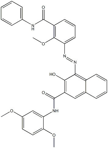 3-Hydroxy-N-(2,5-dimethoxyphenyl)-4-[2-methoxy-3-(phenylcarbamoyl)phenylazo]-2-naphthamide Struktur