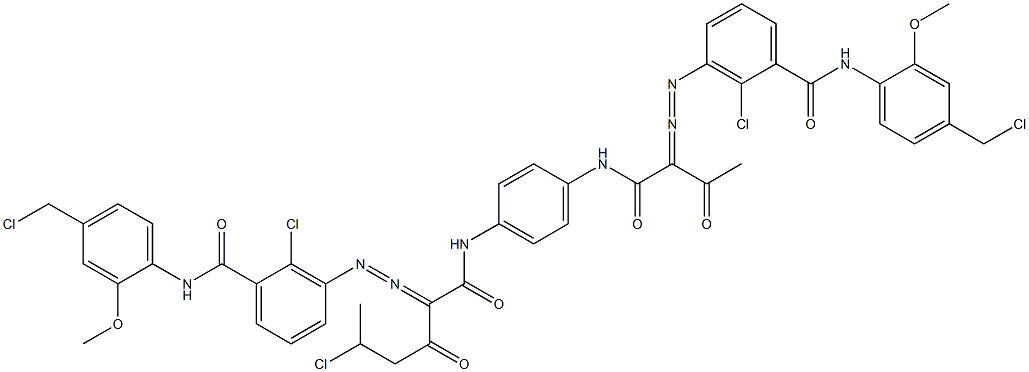 3,3'-[2-(1-Chloroethyl)-1,4-phenylenebis[iminocarbonyl(acetylmethylene)azo]]bis[N-[4-(chloromethyl)-2-methoxyphenyl]-2-chlorobenzamide] Struktur