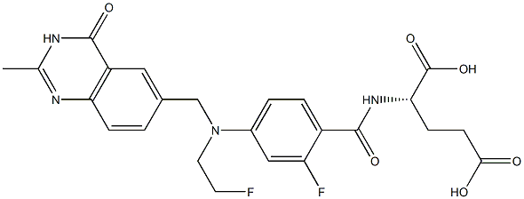 (2S)-2-[2-Fluoro-4-[N-[(3,4-dihydro-2-methyl-4-oxoquinazolin)-6-ylmethyl]-N-(2-fluoroethyl)amino]benzoylamino]glutaric acid Struktur