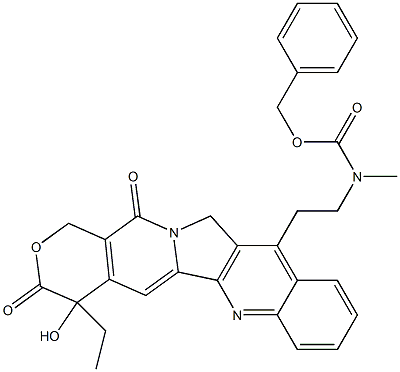 4,12-Dihydro-11-[2-[N-(benzyloxycarbonyl)methylamino]ethyl]-4-ethyl-4-hydroxy-1H-pyrano[3',4':6,7]indolizino[1,2-b]quinoline-3,14-dione Struktur