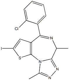 4-(2-Chlorophenyl)-2-iodo-6,9-dimethyl-6H-thieno[3,2-f][1,2,4]triazolo[4,3-a][1,4]diazepine Struktur