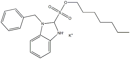 1-Benzyl-2-heptyl-2,3-dihydro-1H-benzimidazole-2-sulfonic acid potassium salt Struktur