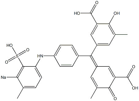 5-[(3-Carboxy-4-oxo-5-methyl-2,5-cyclohexadien-1-ylidene)[4-[(4-methyl-3-sodiosulfophenyl)amino]phenyl]methyl]-2-hydroxy-3-methylbenzoic acid Struktur