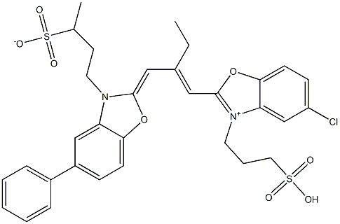 3-[[5-Chloro-2-[2-[[5-phenyl-3-(3-sulfonatobutyl)benzoxazol-2(3H)-ylidene]methyl]-1-butenyl]benzoxazol-3-ium]-3-yl]propane-1-sulfonic acid Struktur