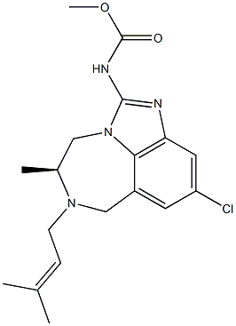 (+)-N-[[(5S)-9-Chloro-4,5,6,7-tetrahydro-5-methyl-6-(3-methyl-2-butenyl)imidazo[4,5,1-jk][1,4]benzodiazepine]-2-yl]carbamic acid methyl ester Struktur