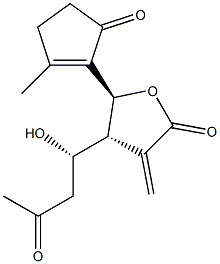 (4R,5S)-Dihydro-3-methylene-4-[(S)-1-hydroxy-3-oxobutyl]-5-(5-oxo-2-methyl-1-cyclopentenyl)furan-2(3H)-one Struktur