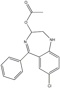 Acetic acid [7-chloro-2,3-dihydro-5-(phenyl)-1H-1,4-benzodiazepin]-3-yl ester Struktur