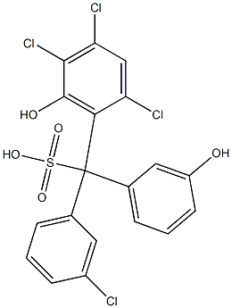 (3-Chlorophenyl)(2,4,5-trichloro-6-hydroxyphenyl)(3-hydroxyphenyl)methanesulfonic acid Struktur