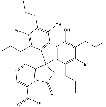 1,1-Bis(3-bromo-5-hydroxy-2,4-dipropylphenyl)-1,3-dihydro-3-oxoisobenzofuran-4-carboxylic acid Struktur