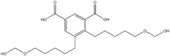 4,5-Bis[5-(hydroxymethoxy)pentyl]isophthalic acid Struktur