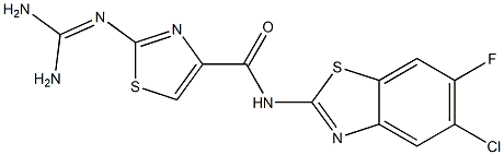 2-(Diaminomethyleneamino)-N-(5-chloro-6-fluoro-2-benzothiazolyl)thiazole-4-carboxamide Struktur