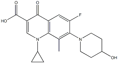 1-Cyclopropyl-6-fluoro-8-methyl-1,4-dihydro-7-(4-hydroxypiperidino)-4-oxoquinoline-3-carboxylic acid Struktur