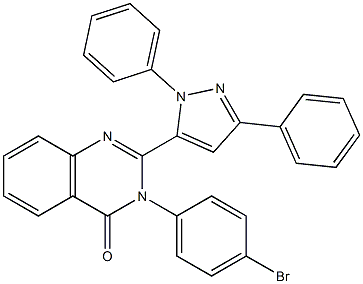 3-(4-Bromophenyl)-2-[3-(phenyl)-1-(phenyl)-1H-pyrazol-5-yl]quinazolin-4(3H)-one Struktur