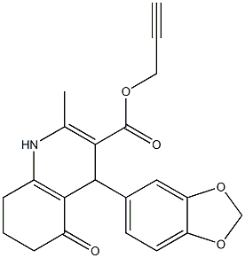 1,4,5,6,7,8-Hexahydro-5-oxo-2-methyl-4-(1,3-benzodioxol-5-yl)quinoline-3-carboxylic acid (2-propynyl) ester Struktur