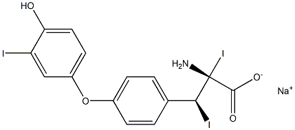 (2R,3S)-2-Amino-3-[4-(4-hydroxy-3-iodophenoxy)phenyl]-2,3-diiodopropanoic acid sodium salt Struktur