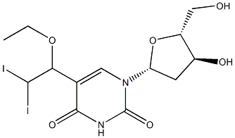 5-[1-(Ethoxy)-2,2-diiodoethyl]-2'-deoxyuridine Struktur