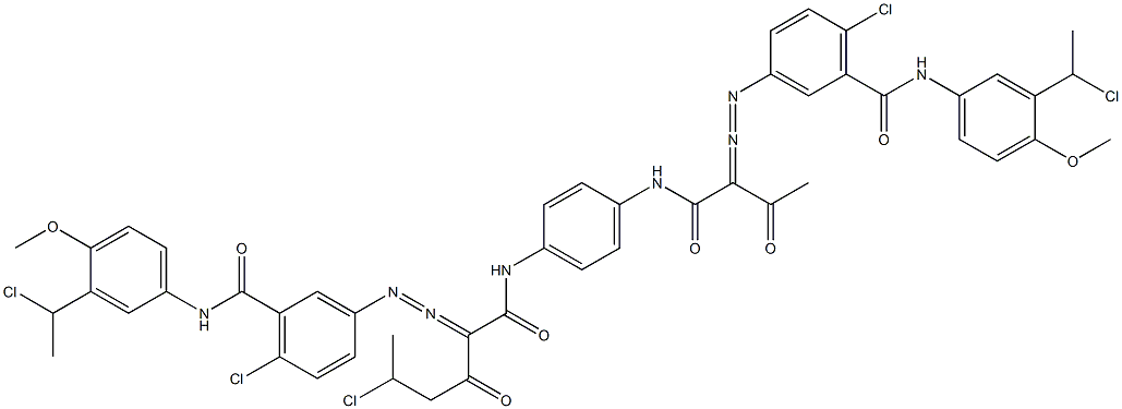 3,3'-[2-(1-Chloroethyl)-1,4-phenylenebis[iminocarbonyl(acetylmethylene)azo]]bis[N-[3-(1-chloroethyl)-4-methoxyphenyl]-6-chlorobenzamide] Struktur