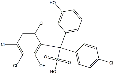 (4-Chlorophenyl)(2,4,5-trichloro-6-hydroxyphenyl)(3-hydroxyphenyl)methanesulfonic acid Struktur