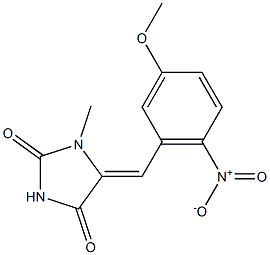 1-Methyl-5-[3-methoxy-6-nitrobenzylidene]imidazolidine-2,4-dione Struktur