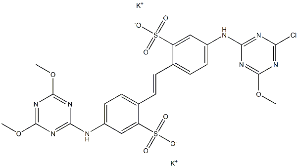 4-(4-Chloro-6-methoxy-1,3,5-triazin-2-ylamino)-4'-(4,6-dimethoxy-1,3,5-triazin-2-ylamino)-2,2'-stilbenedisulfonic acid dipotassium salt Struktur