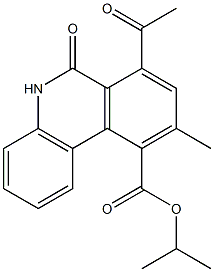 5,6-Dihydro-6-oxo-7-acetyl-9-methyl-phenanthridine-10-carboxylic acid isopropyl ester Struktur