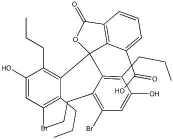 1,1-Bis(3-bromo-5-hydroxy-2,6-dipropylphenyl)-1,3-dihydro-3-oxoisobenzofuran-7-carboxylic acid Struktur