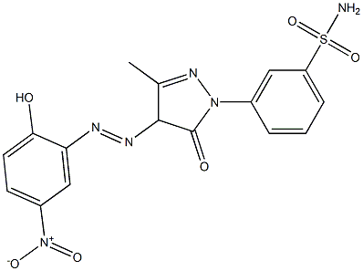 3-[4-(2-Hydroxy-5-nitrophenylazo)-3-methyl-5-oxo-2-pyrazolin-1-yl]benzenesulfonamide Struktur