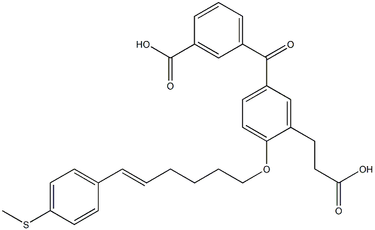 5-(3-Carboxybenzoyl)-2-[(E)-6-(4-methylthiophenyl)-5-hexenyloxy]benzenepropanoic acid Struktur