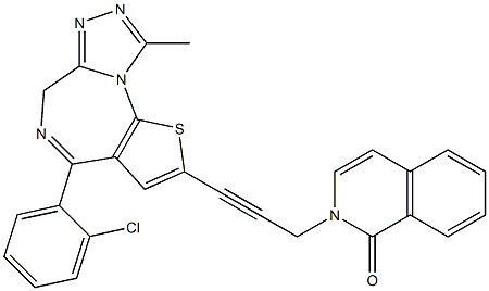 4-(2-Chlorophenyl)-9-methyl-2-[3-[(1,2-dihydro-1-oxoisoquinolin)-2-yl]-1-propynyl]-6H-thieno[3,2-f][1,2,4]triazolo[4,3-a][1,4]diazepine Struktur