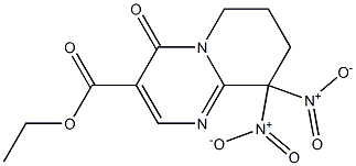 9,9-Dinitro-4-oxo-6,7,8,9-tetrahydro-4H-pyrido[1,2-a]pyrimidine-3-carboxylic acid ethyl ester Struktur