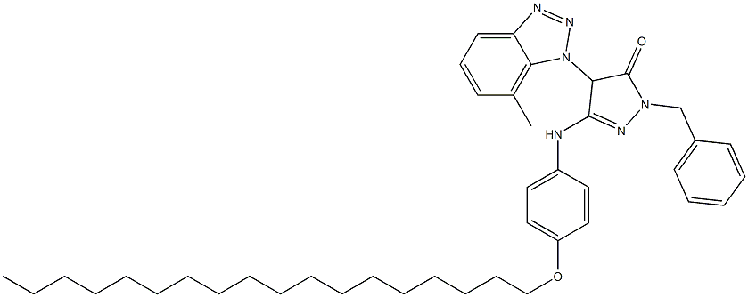 1-Benzyl-4-(7-methyl-1H-benzotriazol-1-yl)-3-(4-octadecyloxyanilino)-5(4H)-pyrazolone Struktur