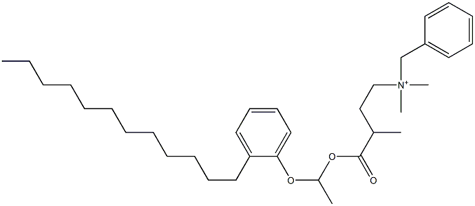 N,N-Dimethyl-N-benzyl-N-[3-[[1-(2-dodecylphenyloxy)ethyl]oxycarbonyl]butyl]aminium Struktur