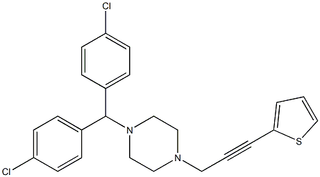 1-[Bis(4-chlorophenyl)methyl]-4-[3-(2-thienyl)-2-propynyl]piperazine Struktur