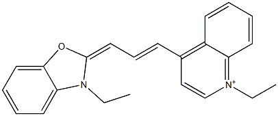 1-Ethyl-4-[3-(3-ethylbenzoxazol-2(3H)-ylidene)-1-propenyl]quinolinium Struktur