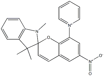 1-[1',3',3'-Trimethyl-6-nitrospiro[2H-1-benzopyran-2,2'-indolin]-8-yl]pyridinium Struktur