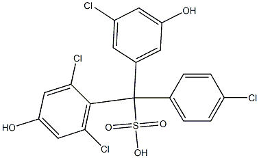 (4-Chlorophenyl)(3-chloro-5-hydroxyphenyl)(2,6-dichloro-4-hydroxyphenyl)methanesulfonic acid Struktur