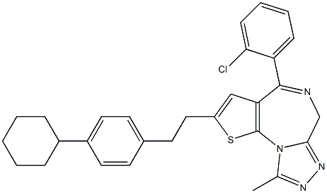 4-(2-Chlorophenyl)-2-[2-(4-cyclohexylphenyl)ethyl]-9-methyl-6H-thieno[3,2-f][1,2,4]triazolo[4,3-a][1,4]diazepine Struktur