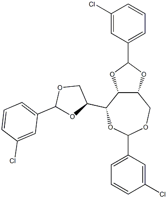 1-O,2-O:3-O,6-O:4-O,5-O-Tris(3-chlorobenzylidene)-D-glucitol Struktur