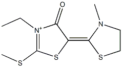 3-Ethyl-4,5-dihydro-5-(3-methylthiazolidin-2-ylidene)-2-(methylthio)-4-oxothiazol-3-ium Struktur