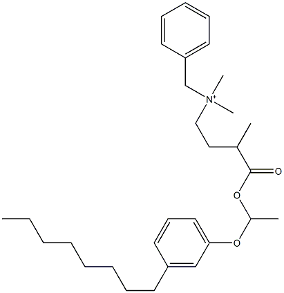 N,N-Dimethyl-N-benzyl-N-[3-[[1-(3-octylphenyloxy)ethyl]oxycarbonyl]butyl]aminium Struktur