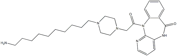 5,11-Dihydro-11-[[4-(10-aminodecyl)-1-piperazinyl]acetyl]-6H-pyrido[2,3-b][1,4]benzodiazepin-6-one Struktur