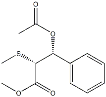 (2R,3R)-2-(Methylthio)-3-acetoxy-3-phenylpropionic acid methyl ester Struktur