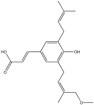 (E)-3-[3-(3-Methyl-2-butenyl)-4-hydroxy-5-[(Z)-4-methoxy-3-methyl-2-butenyl]phenyl]acrylic acid Struktur