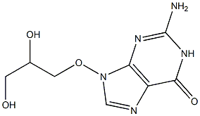 2-Amino-9-(2,3-dihydroxypropyloxy)-9H-purin-6(1H)-one Struktur