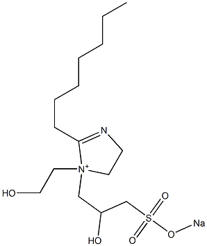 2-Heptyl-1-(2-hydroxyethyl)-1-[2-hydroxy-3-[(sodiooxy)sulfonyl]propyl]-2-imidazoline-1-ium Struktur