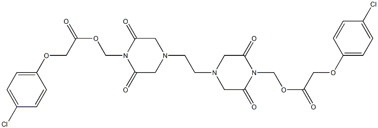 4,4'-Ethylenebis(2,6-dioxopiperazine-1-methanol)bis(4-chlorophenoxyacetate) Struktur